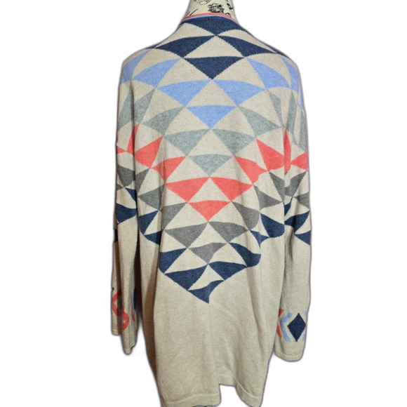 J.Jill Intarsia Aztec southwestern boho open front cardigan. - Picture 6 of 11